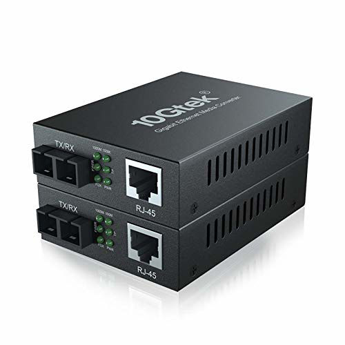 Gigabit Ethernet Media Converter, Single Mode Dual SC Fiber, 1000Base-LX to 10/100/1000Base-Tx, up to 20km, Pack of 2