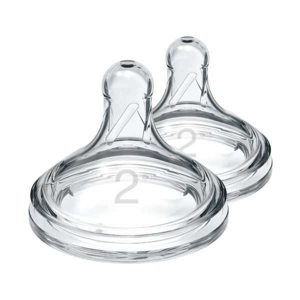Dr. Brown’s Natural Flow Level 2, Wide-Neck Baby Bottle Silicone Nipple, Medium Flow, 3m+, 100% Silicone, 2 Count (Pack of 1)
