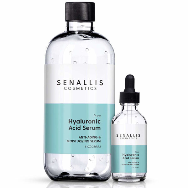 Hyaluronic Acid Serum 8 fl oz And 2 fl oz, Made From Pure Hyaluronic Acid, Anti Aging/ Wrinkle, Ultra-Hydrating Moisturizer That Reduces Dry Skin Manufactured In USA
