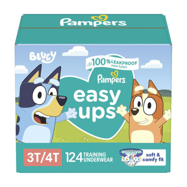 Pampers Easy Ups Boys & Girls Bluey Potty Training Pants - Size 3T-4T, One Month Supply (124 Count), Training Underwear (Packaging May Vary)