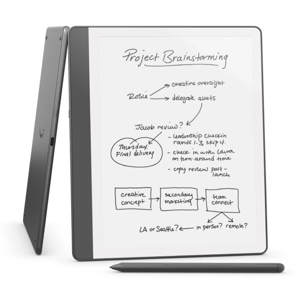 New Amazon Kindle Scribe (64GB) - Redesigned display with uniform borders. Now write directly on books and documents. With built-in notebook summarization. Includes Premium Pen - Tungsten