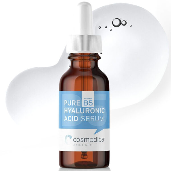 Cosmedica Skincare Hyaluronic Acid Serum with Vitamin B5 - Intense Hydration, Anti-Aging, Non-Greasy, Paraben Free, Face Serum - 1oz