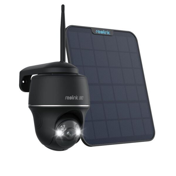 REOLINK 4K Solar Security Cameras Wireless Outdoor, 360? Pan Tilt, 8MP Color Night Vision, 2.4/5 GHz Wi-Fi, No Monthly Fee, Home Hub Compatible, Argus PT 4K+ 6W Solar Panel (Black)