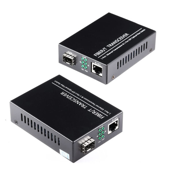 Open SFP Slot A Pair of 1.25G/s Gigabit Fiber Ethernet Media Converter 10/100/1000Base-Tx to 1000Base-SX SMF RJ45 to SFP Slot, Support SFP Gigabit modules up to 120KM(2 Pack)