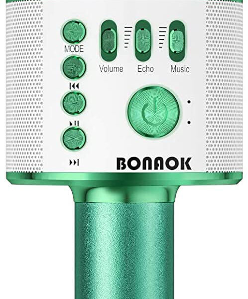BONAOK Wireless Bluetooth Karaoke Microphone, 3-in-1 Portable Handheld Mic Speaker for All Smartphones, Gifts for Boys Kids Adults All Age Q37(Green)