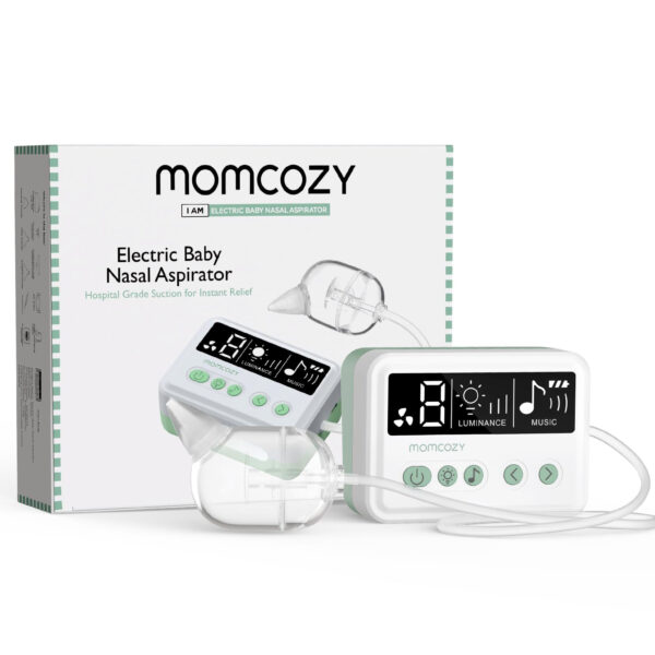 Momcozy Nasal Aspirator for Baby, [Hospital Grade] 70kPa Electric Nose Aspirator for Toddler, Baby Nose Sucker with 9 Suction Levels, Automatic Nose Cleaner with 3 Silicone Tips, 9 Music and 3 Lights