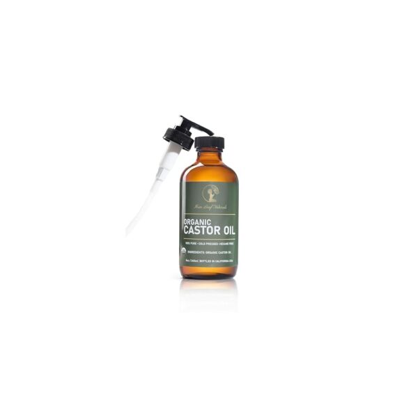 Four Leaf Naturals Organic Unrefined Castor Oil 8 oz | USDA Certified | Cold-Pressed | Hexane-Free | For Hair, Skin & Wellness