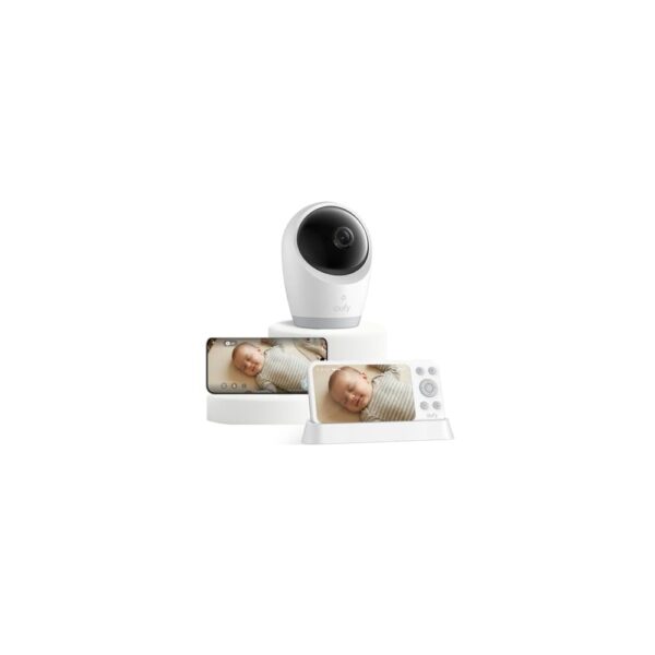 eufy Security E21 Baby Monitor with 4K UHD Camera, 5'' 720p Screen, Pan-Tilt and 8 Zoom, Dual Wi-Fi/Local Connection, 24/7 App Recording, Portable Built-in Battery-Powered Camera, ANR