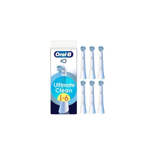 Oral-B iO Series Ultimate Clean Original Replacement Heads, Pack of 6 White Refills for Oral-B io Electric Toothbrushes, Deep Removal of Bacterial Plaque