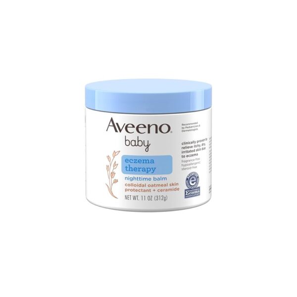 Aveeno Baby Eczema Therapy Nighttime Body Balm, Moisturizing Eczema Treatment, Ceramides, Triple Oat Complex, Soothes Dry, Itchy Skin, Hypoallergenic, Fragrance & Steroid Free, 11oz