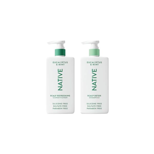 Native Scalp Detox Shampoo and Conditioner, Eucalyptus & Mint, Naturally Derived Ingredients | All Hair Types, Color & Treated, Fine to Dry Damaged, Sulfate & Dye Free - 2-Pack