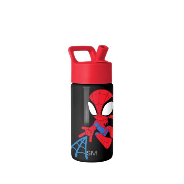 Kids Summit Water Bottle with Straw Lid | Marvel Spider Man 14oz Stainless Steel Cup Insulated Tumbler for Toddlers, Boys, School | Spidey Kid