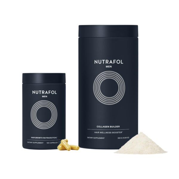 Men's Hair Growth Supplement and Collagen Peptides Powder, Physician-formulated for Visibly Thicker, Stronger Hair, Dermatologist Recommended - 1 Month Supply, 12 oz Bottle