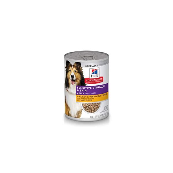 Hill's Science Diet Adult Sensitive Stomach & Skin Wet Dog Food, Chicken & Vegetable, 12.8 oz. Cans, 12-Pack