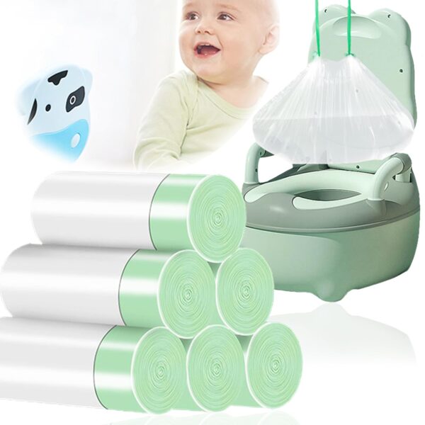 100 Pack Drawstring Potty Bags Potty Chair Liners Disposable,Universal Potty Chair Liner for Baby Toilet Disposable Travel Potty Chair Liners for Kids and Baby