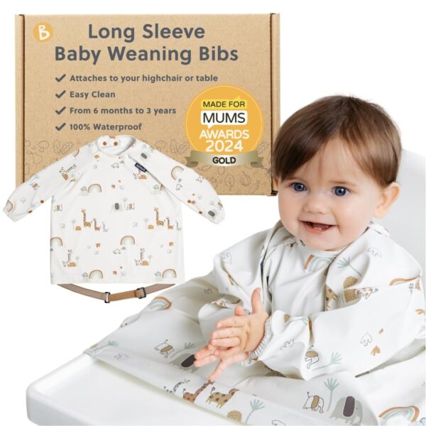 - Long Sleeve Baby Bibs - Babies & Toddlers 6-36 Months - Coverall Baby Led Weaning Bib - Easy Wipe, Soft & Waterproof