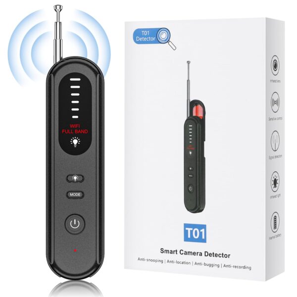 Hidden Camera Detector - 2025 Camera Detector, Hidden Device GPS Detector, Bug Detector, Camera Detector for Hotels, Travel, Office, 5 Levels Sensitivity (Black)