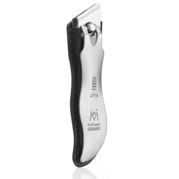 GERmanikure Economy Nail Clipper in Leather Case, Ethically Made in Solingen Germany, Angled Edge for Fingernails & Ingrown Toenails Black Large Straight