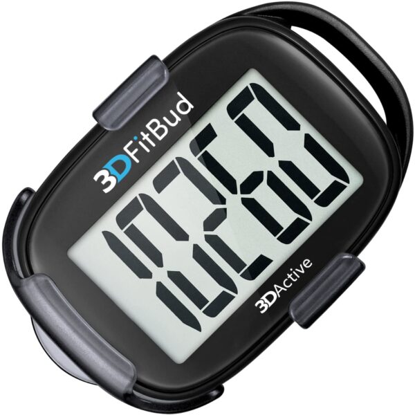 3DActive 3DFitBud Simple Step Counter Walking 3D Pedometer with Clip, Lanyard Accurate Step Tracker Large Display, Easy to Use for Kids Men Women Adult Seniors Daily Step Tracking - A420S