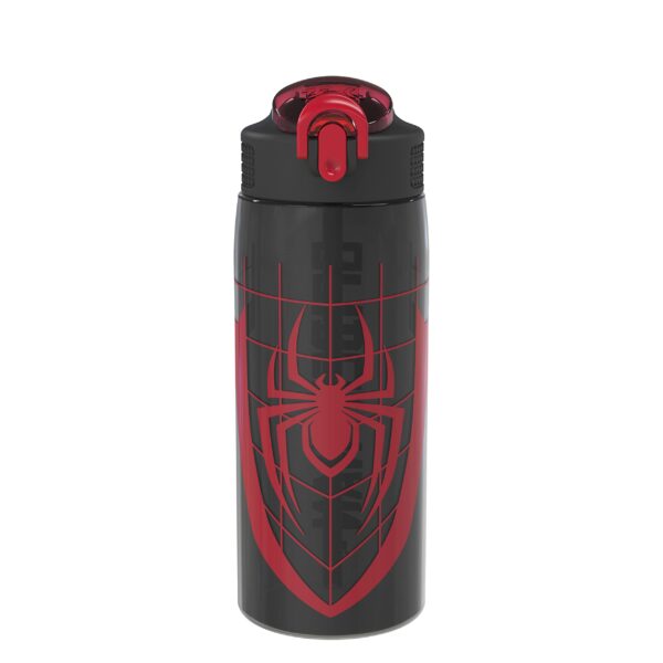 Zak Designs Marvel Spider-Man Water Bottle For School or Travel, 25 oz Durable Plastic Water Bottle With Straw, Handle, and Leak-Proof, Pop-Up Spout Cover (Spider-Man)