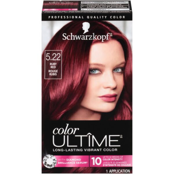 Color Ultime 5.22 Ruby Red Hair Dye, Permanent Intense Red with Diamond Brilliance, Fade-Resistant, Covers Grays, All Hair Textures
