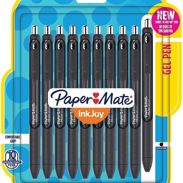 Paper Mate 1958764 InkJoy Gel Pens, Medium Point, Black, 10-Count