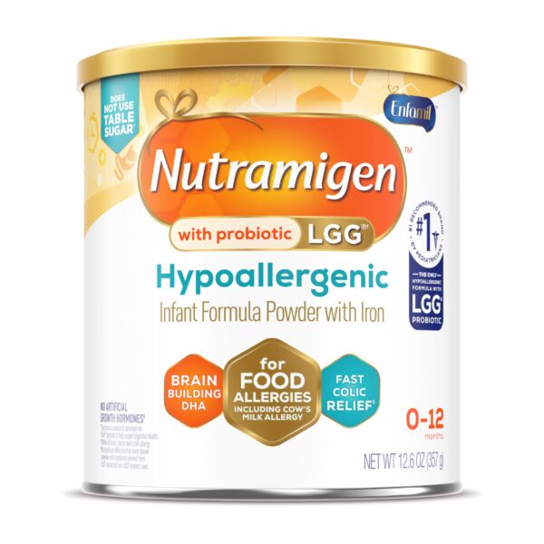 Nutramigen Hypoallergenic Baby Formula with Iron, Lactose Free, Colic Relief from Cow's Milk Allergy Starts in 24 Hours, Brain Building DHA, Probiotic LGG for Immune Support, 12.6 Oz Can