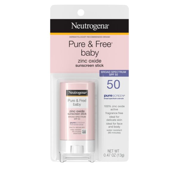 Continuous Protection Mineral Sunscreen Stick for Sensitive Skin with Broad Spectrum SPF 50 Protection for Face & Body, Naturally Sourced 100% Zinc Oxide, Travel Size, 0.47 oz