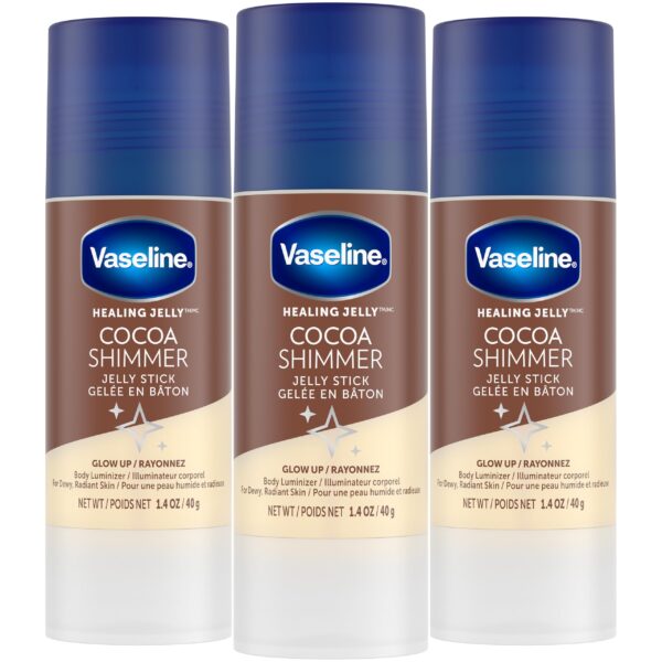 Cocoa Shimmer Jelly Stick ? Non-Greasy Moisturizer for Glowing Skin, Face & Body Lotion, Travel-Size, 1.4 Oz Ea, Pack of 3.