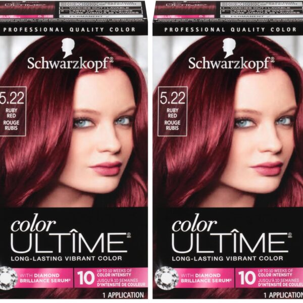 Color Ultime Hair Color, 5.22 Ruby Red, 1 Application - Permanent Red Hair Dye for Vivid Color Intensity and Fade-Resistant Shine up to 10 Weeks (Pack of 2)
