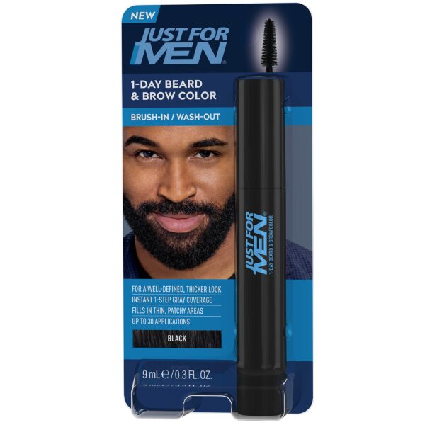 1-Day Beard & Brow Color, Temporary Color for Beard and Eyebrows, For a Fuller, Well-Defined Look, Up to 30 Applications, Black